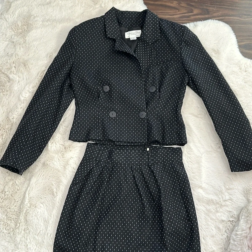 Vintage Christian Dior Separates Blazer Skirt Set Black White size 4/8